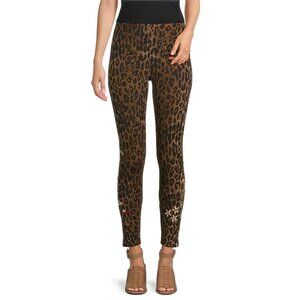 Johnny Was Penelope Leggings Leopard Embroidery Legging Floral Pant Brown XXL NW